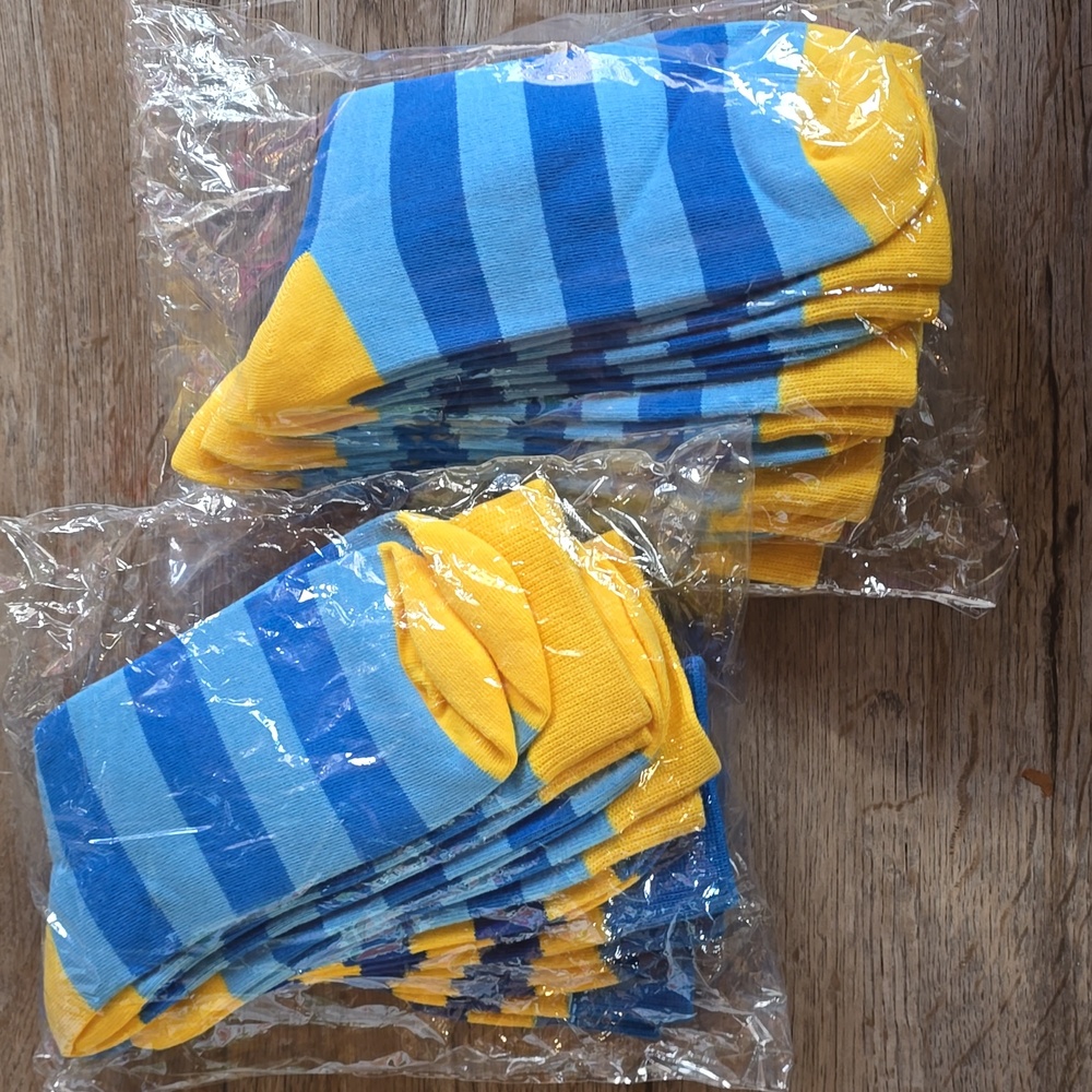 NWT Blue and Yellow Striped Socks 8 Pairs